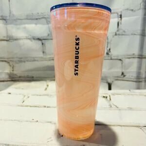 Starbucks Pink Marbled Glass Tumbler Size Venti